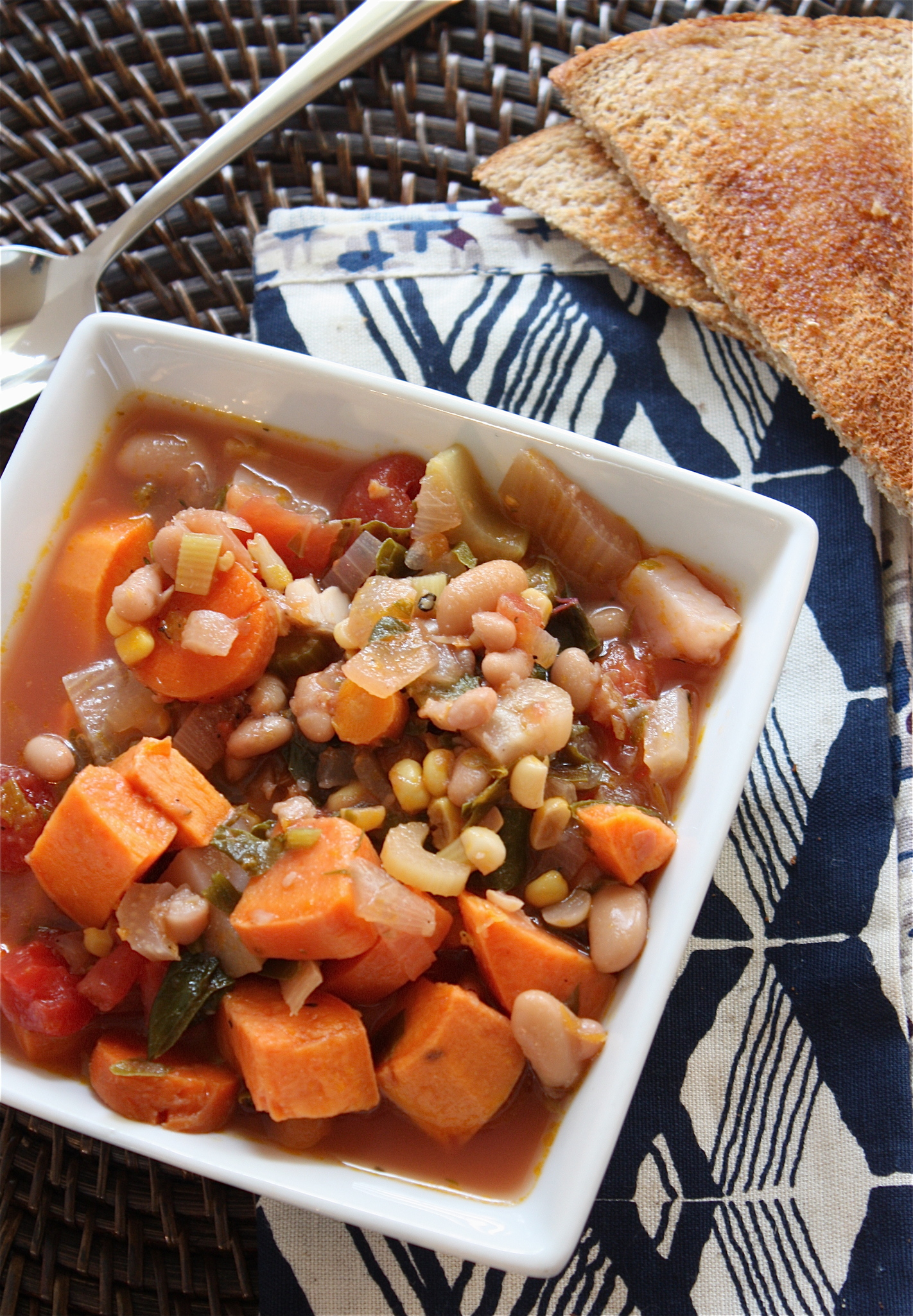 Root Vegetable Soup with Beans and Greens - A Big Mouthful