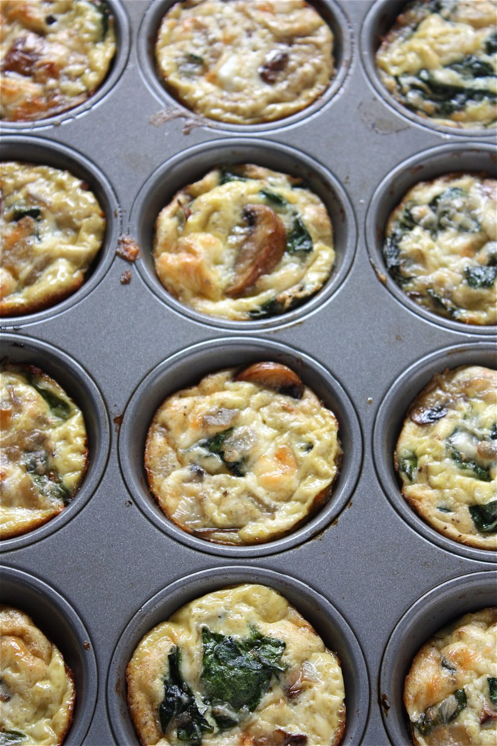 Mushroom, Spinach & Mozzarella Mini Crustless Quiches - A Big Mouthful