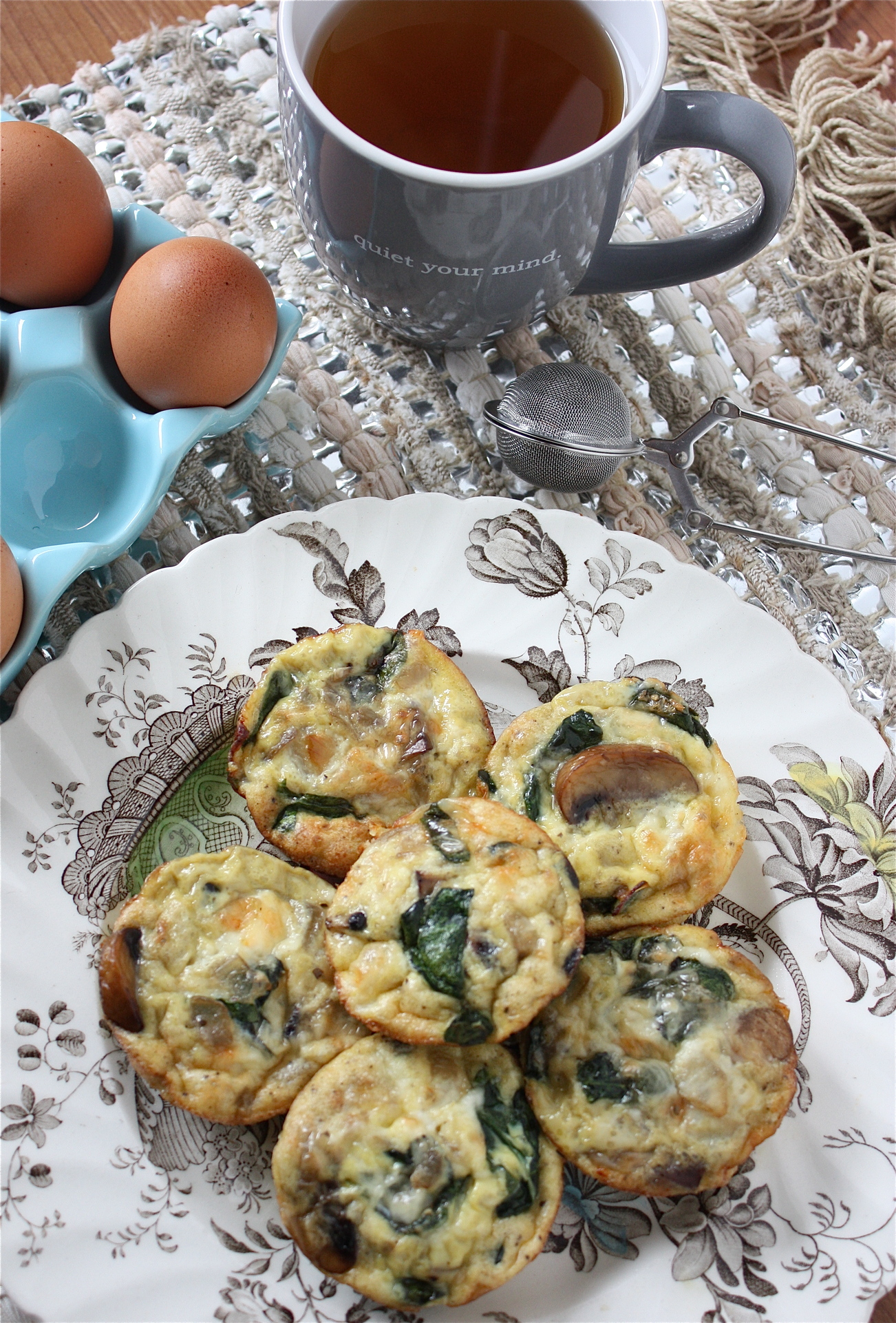 Mushroom, Spinach & Mozzarella Mini Crustless Quiches - A Big Mouthful