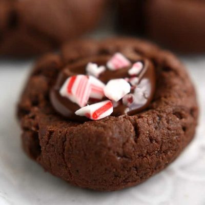 Chocolate Peppermint Thumbprint Cookies